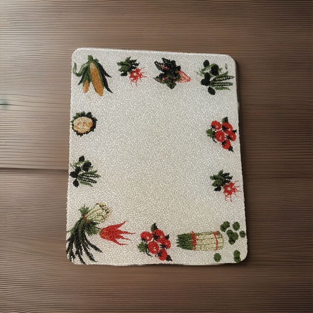 Vintage‎ Vegetable Glass Cutting Board 8x10
